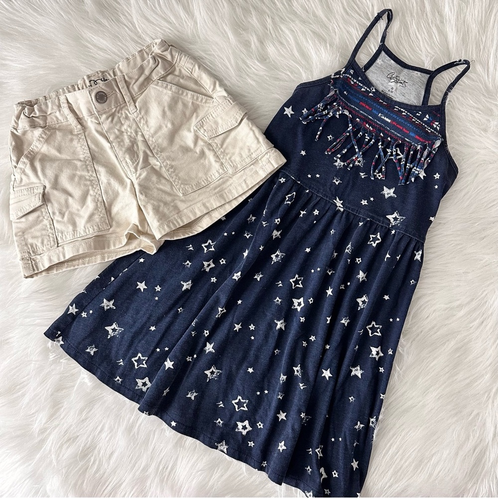 Bundle 6/7 Girls Patriot Starts Dress and Cargo Shirts